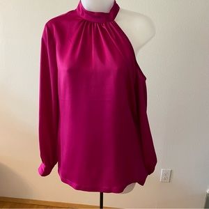 Trina Turk cold shoulder silky blouse. Size M.